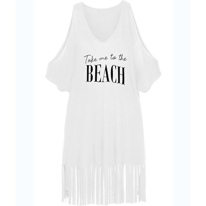 New Summer Beach Dress Beach Cover Up Women Letters Print Beach Wear Bikini Cover up Fashion Bathing Suit Women Tassels Dress - Matrix Studios