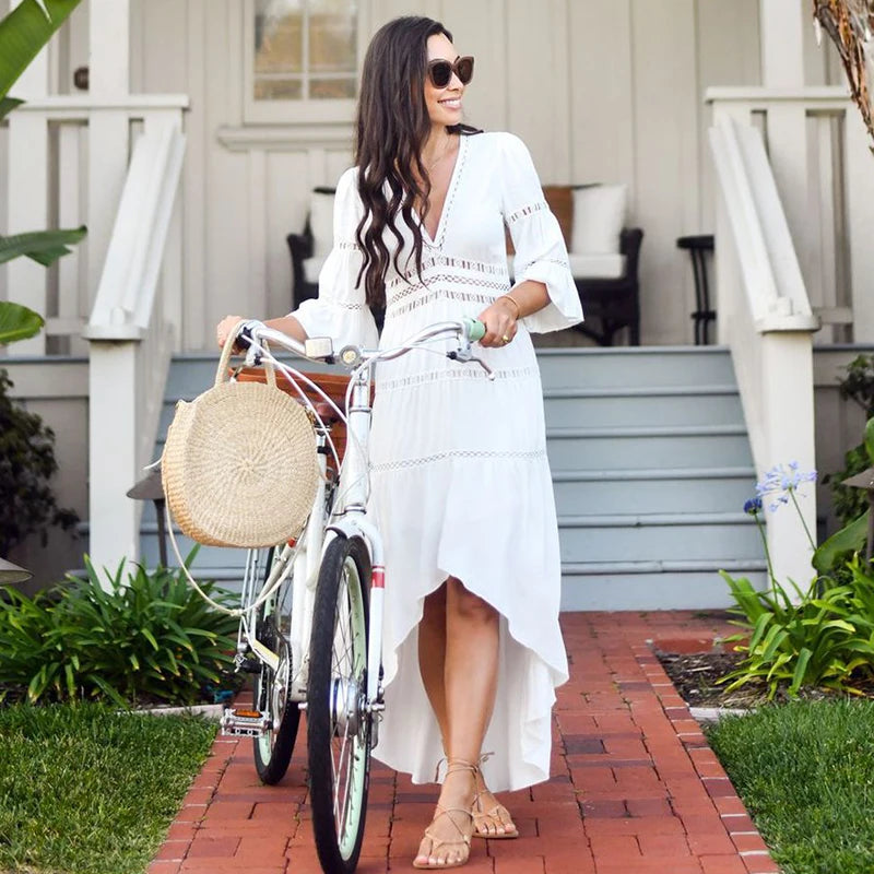Bikini Cover Up Lace Hollow Crochet Swimsuit Beach Dress Women 2025 Summer Ladies Cover-Ups Bathing Suit Beach Wear Tunic - Matrix Studios