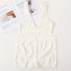 Women Seamless Bra And Panties Set Female Sport V-neck Unlined Bra High Rise Shorts Stretchy Underwear Sexy Lingerie Set - Matrix-studios.com