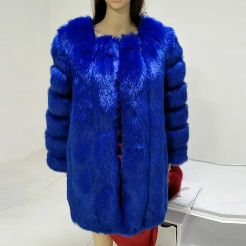 HJQJLJLS 2022 Winter New Fashion Women Long Faux Fur Coat Female Fuzzy Fur Coat Winter Thick Warm Fluffy Artificial Fur Jacket - Matrix Studios
