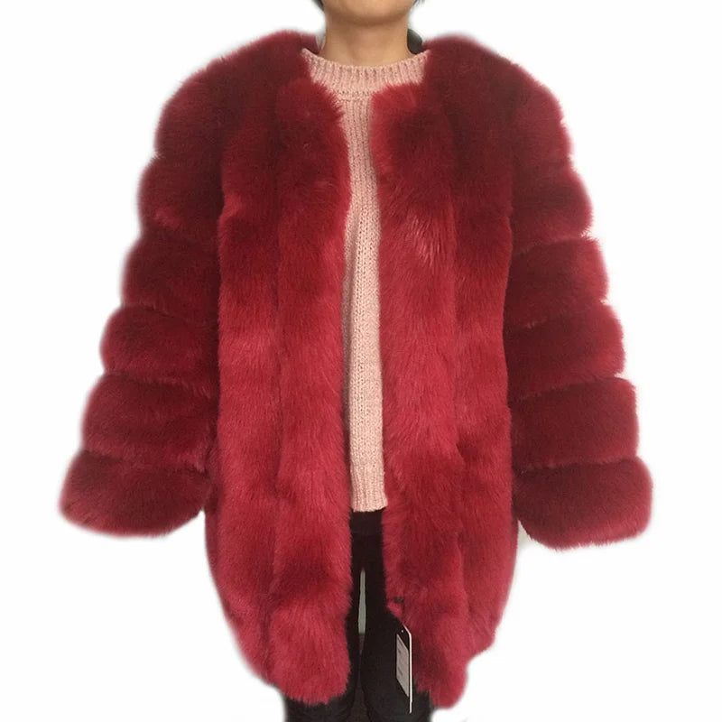 HJQJLJLS 2022 Winter New Fashion Women Long Faux Fur Coat Female Fuzzy Fur Coat Winter Thick Warm Fluffy Artificial Fur Jacket - Matrix Studios
