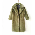 Winter Women High Quality Faux Rabbit Fur Coat Luxury Long Fur Coat Loose Lapel OverCoat Thick Warm Plus Size Female Plush Coats - Matrix Studios