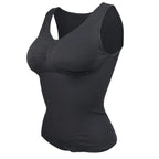 Women Tummy Control Shapewear Classic 2-IN-1 with Padded Bra High Elastic Vest Body Shaper Slim Up Lift Corset Cami Tank Tops - Matrix-studios.com