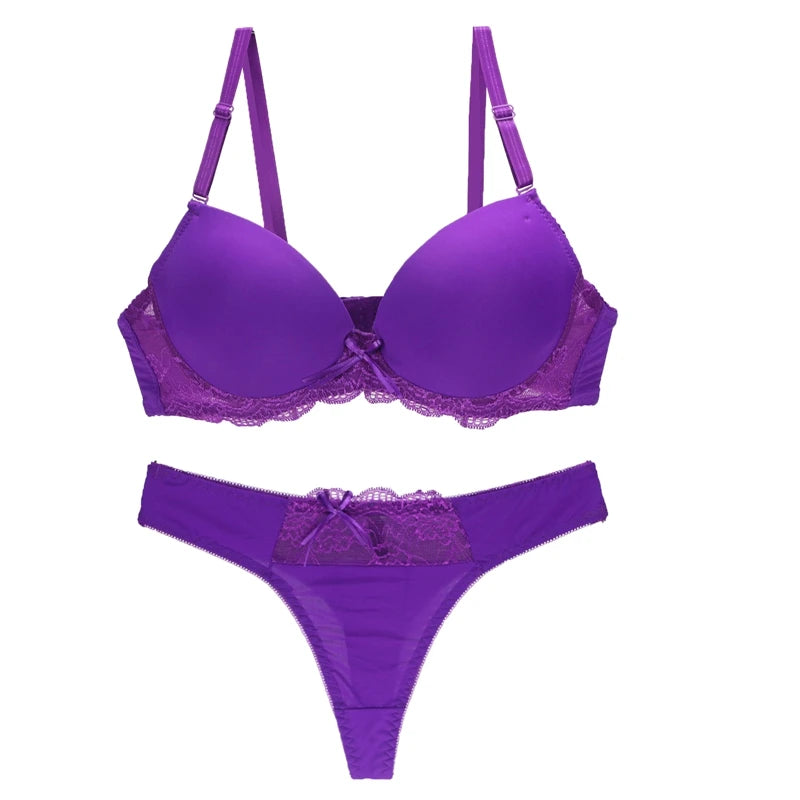 Nouvelle Seamless BCDE Cup Women Underwear Intimates Lace Thongs Lingerie Set Sexy Blue Pink Purple White Bra Panty - Matrix-studios.com