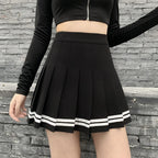 Vintage Korean Style Patchwork Skirt Harajuku JK Black Pleated Skirts Gothic Streetwear High Waist Mini Skirt Women Punk Skirt - Matrix-studios.com