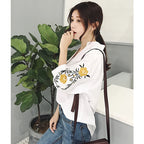 Women Embroidery Floral Casual Striped White Blouses and Shirts Female Three Quarter Sleeve Loose Tops Fashion V-Neck Blusas - Matrix-studios.com
