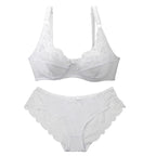 Sexy Lace Plus Size Female Lingerie Transparent Thin Thick BCDE Cup Bra Sets Breathable Women Underwear Panties Briefs - Matrix-studios.com