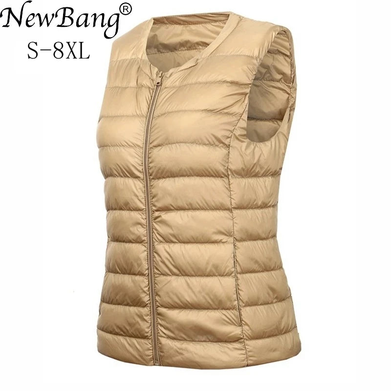 NewBang Brand 7XL 8XL Large Size Waistcoat Women's Warm Vest Ultra Light Down Vest Women Portable Sleeveless Winter Warm Liner - Matrix Studios