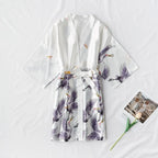 Fashion Satin Robe Female Bathrobe Sexy peignoir femme Silk Kimono Bride Dressing gown sleepwear Night Grow For Women - Matrix-studios.com
