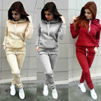 Solid Women Tracksuit Casual Hoodies Sweatshirt Pant Set Lounge Wear Sport Suit 2PCS Autumn Winter Clothes - Matrix Studios