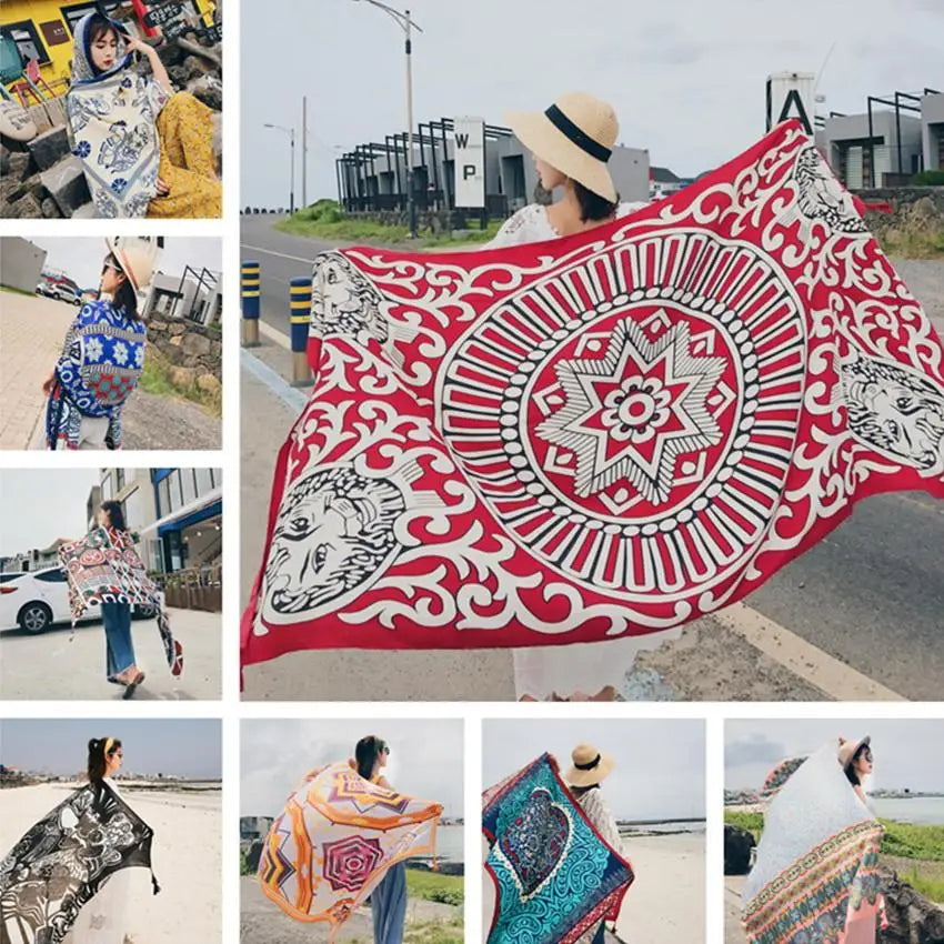 2018 New 90x180cm Twill cotton Pareo Beach Cover-Ups Women Large Beach Dress Bikini Bathing Swimwear Cover Up Sarong Wrap Scarf - Matrix Studios