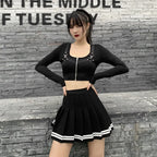 Vintage Korean Style Patchwork Skirt Harajuku JK Black Pleated Skirts Gothic Streetwear High Waist Mini Skirt Women Punk Skirt - Matrix-studios.com