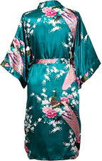 Satin Silk Women Wedding Bridemaid Robe Sexy Crane Print Bathrobe Short Long Kimono Night Gown Robe Fashion Dressing Gown Female - Matrix-studios.com