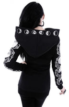 Fashion Trend Women's Punk Black Hoodie Moon Print Long-sleeved Sweater - Matrix Studios