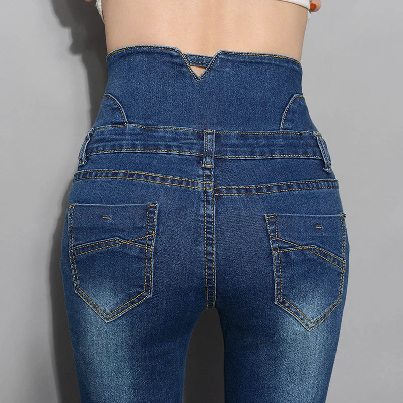 Denim Pants Autumn Winter Jeans For Women High Waist Skinny Warm Thick Jeans Womens High Elastic Plus Size Stretch Jeans Velvet - Matrix-studios.com