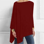 Cotton Irregular Women Blouses Shirt 2022 Autumn Female Solid Pullover Tops Casual O Neck Long Sleeve Blouse Ladies Tunic Blusas - Matrix-studios.com