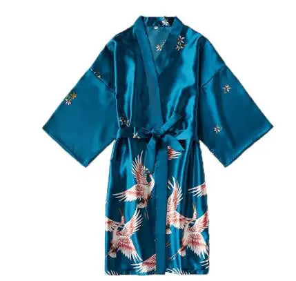 Fashion Satin Robe Female Bathrobe Sexy peignoir femme Silk Kimono Bride Dressing gown sleepwear Night Grow For Women - Matrix-studios.com