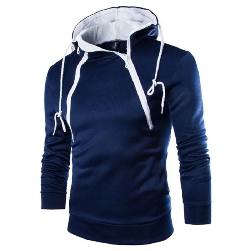 Men's Hoodies Long Sleeve Sweatshirts for Men Zipper Hooded Pullover High Neck Mens Sweatshirt Top Jacket Coat Black Sweater - Matrix Studios