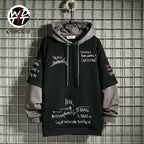 Spring /Autumn Men's Sweater Retro Mock Two-Piece Hooded Korean Hip Hop Print Sweatshirt Loose Hoodie Male Fleece Padded Jacket - Matrix Studios