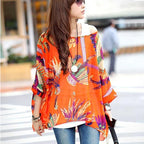 Summer Blouse Shirt 2021 New Fashion Women Casual Chiffon Blouses Tops Plus Size 4XL 5XL 6XL Batwing Sleeve Women's Shirts - Matrix-studios.com