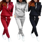 Solid Women Tracksuit Casual Hoodies Sweatshirt Pant Set Lounge Wear Sport Suit 2PCS Autumn Winter Clothes - Matrix Studios
