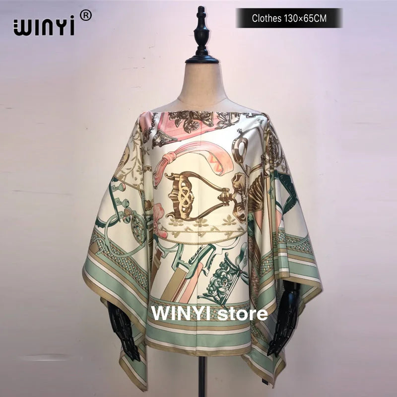 Fashion европейская одежда For Women Popular Thailand Summer Bohemian Printed Batwing Sleeve Silk kaftan Blouse For Night Party - Matrix Studios