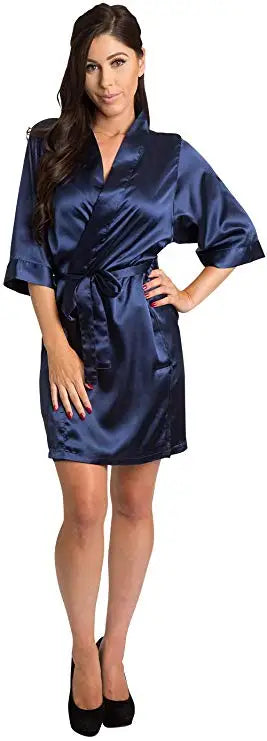 Burgundy Satin Kimono Robes women short pajamas dressing gown wine red Bridesmaid Gift team bride Bridal Party Robes - Matrix-studios.com