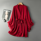 Sexy Robe With Lace Satin Women Nightgown Kimono Bathrobe Gown Pink Nightdress Bride Bridesmaid Wedding Gown Home Clothes - Matrix-studios.com