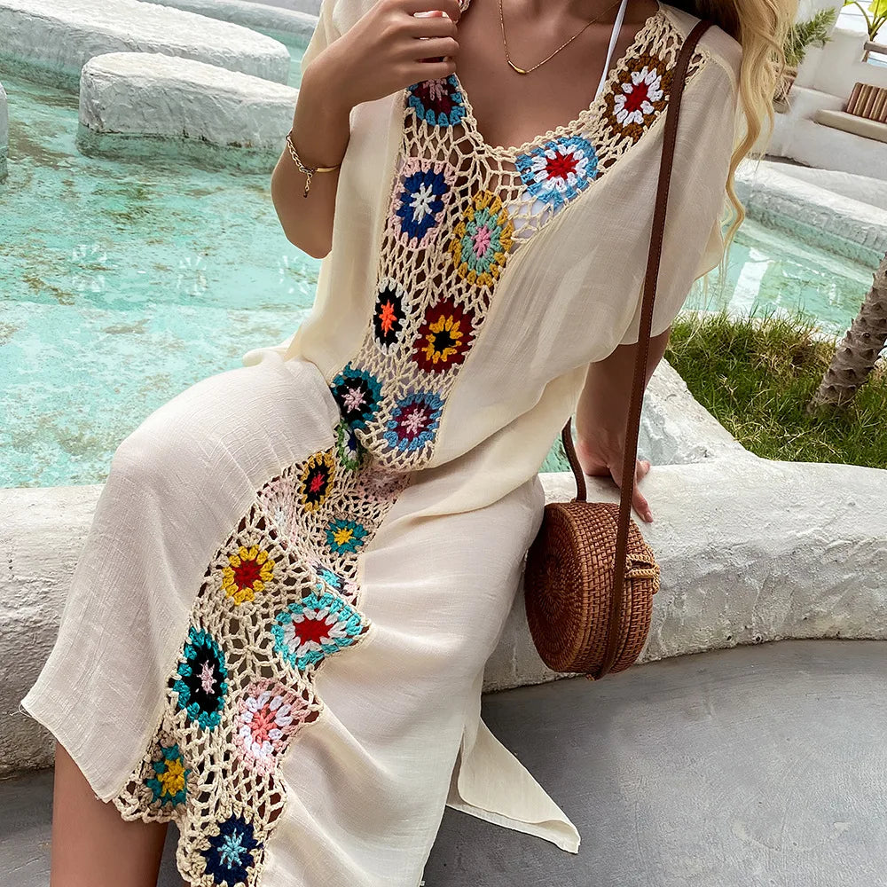 CROCHET BIKINI Women Beach Dress Cover-Ups Swimsuit Beachwear Bathing Suit Swim Cape For Woman Summer Tunic Saida Praia - Matrix Studios