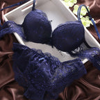 European Style Sexy Bra Set Women Cotton Underwear Sexy Lace Panties Female Push Up Brassiere Fashion Solid Color Lingerie Set - Matrix-studios.com