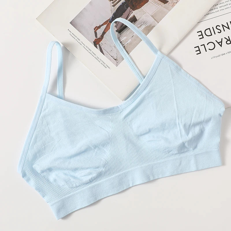 Women's Wireless Bra Sports Tube Top Ribbed Ruched Camisole Bralette With/Without Pads Underwear Sexy Lingerie M-L Intimates - Matrix Studios