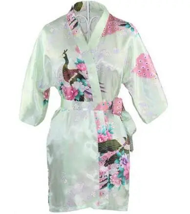 Satin Silk Women Wedding Bridemaid Robe Sexy Crane Print Bathrobe Short Long Kimono Night Gown Robe Fashion Dressing Gown Female - Matrix-studios.com