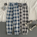 Pants Women New Bunch of feet Fashion Loose Black Plaid Summer Harajuku Students Streetwear Harem Long Trousers Womens Chic - Matrix-studios.com