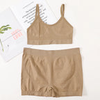 Women Seamless Bra And Panties Set Female Sport V-neck Unlined Bra High Rise Shorts Stretchy Underwear Sexy Lingerie Set - Matrix-studios.com