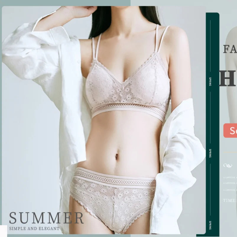 Women Lace Bra And Briefs Set Backless Bralette Solid Color Underwear Wireless Lace Bra Top Sexy Lingerie Set Female Intimates - Matrix-studios.com