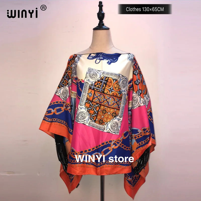 Fashion европейская одежда For Women Popular Thailand Summer Bohemian Printed Batwing Sleeve Silk kaftan Blouse For Night Party - Matrix Studios