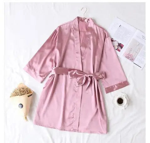 Summer Champagne Chinese Bride Wedding Robe Satin Sleepwear Women Nightgown Sexy Nightdress Lady Kimono Bathrobe Gown Negligee - Matrix-studios.com