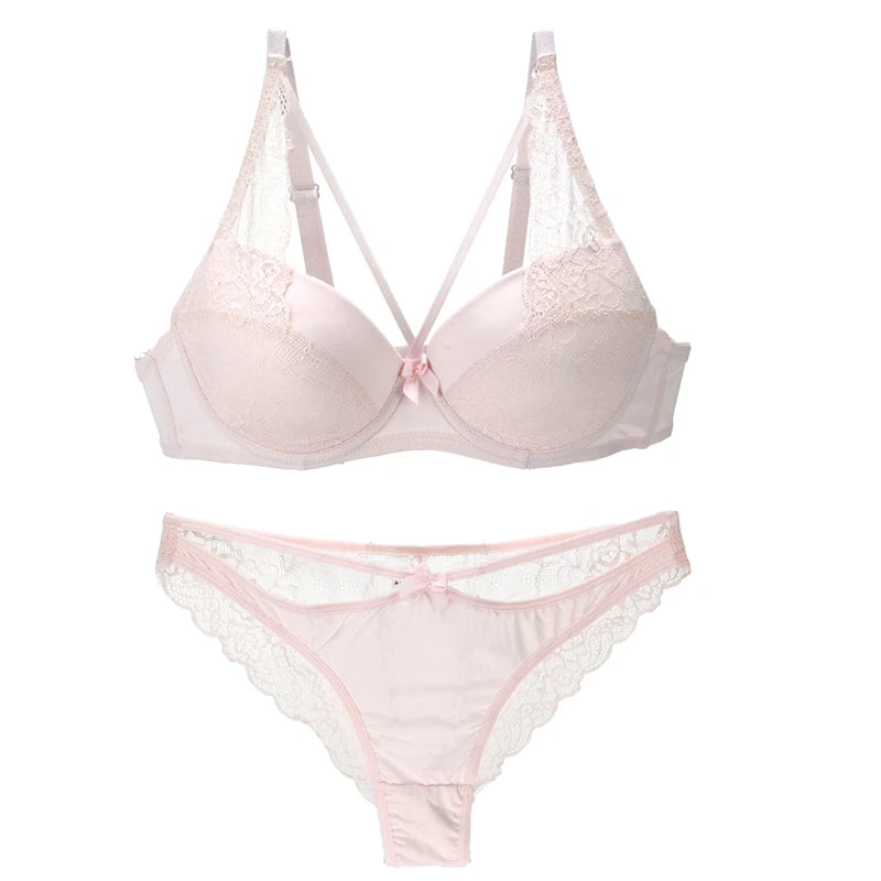 2021 New Sexy Women BCD Cup Bra Sets Lace Thong Hollow Out Underwear Panties Intimante Brief Female Girls Lingerie - Matrix-studios.com