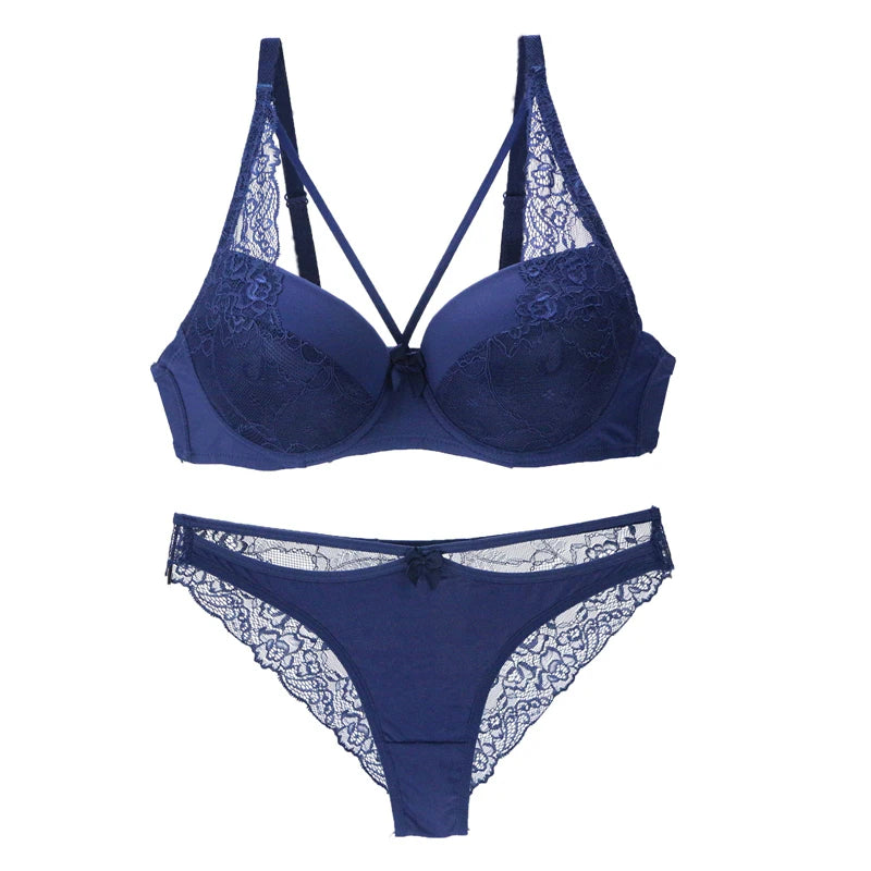 2021 New Sexy Women BCD Cup Bra Sets Lace Thong Hollow Out Underwear Panties Intimante Brief Female Girls Lingerie - Matrix-studios.com