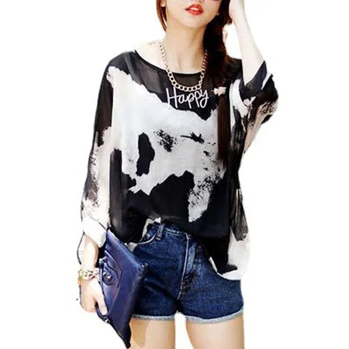 Women Blouses Plus Size Clothing Summer 2021 Novelty Bohemian Shirts Blusas Femininas Bohemian Style Women's Chiffon Tops Tees - Matrix-studios.com