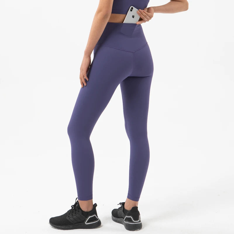 SOISOU Nylon Yoga Pants Gym Leggings Women Girl Fitness Soft Tights High Waist Elastic Breathable No T Line Sports Pants - Matrix-studios.com