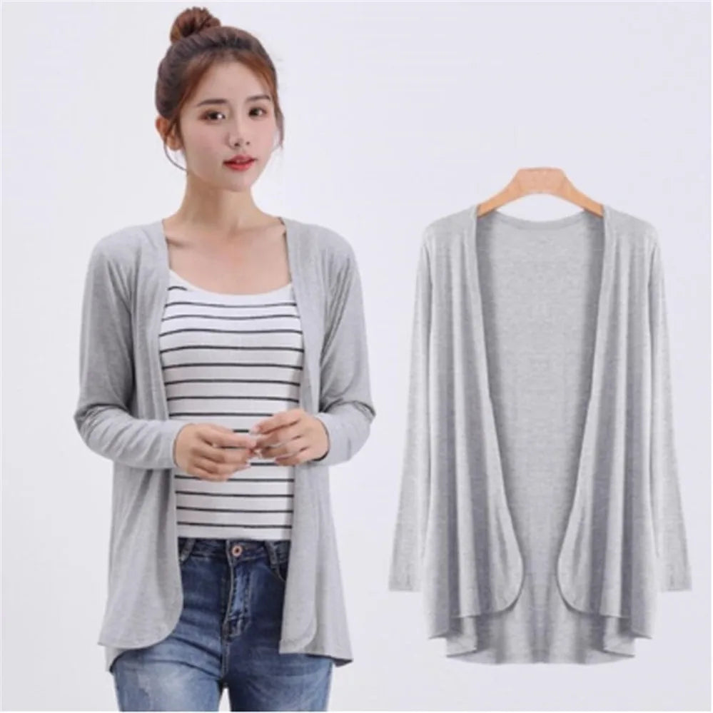 2024 Summer Autumn Korean Women Modal Cardigan Ladies Shawl Female Cotton Sweater Cardigans Long Sleeve Women Casual Thin Coats - Matrix Studios