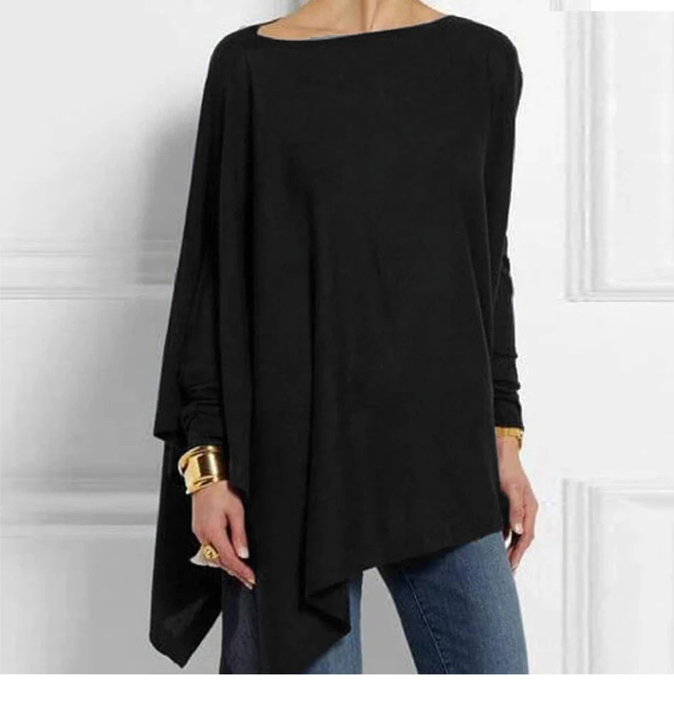 Cotton Irregular Women Blouses Shirt 2022 Autumn Female Solid Pullover Tops Casual O Neck Long Sleeve Blouse Ladies Tunic Blusas - Matrix-studios.com