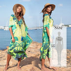 Bohemian Kaftan Beach Tunic Cotton Beach Cover up Saida de Praia Swimsuit Women Bikini cover up Pareo Sarong Beachwear #Q956 - Matrix Studios