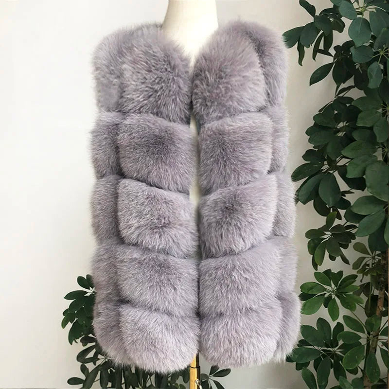Women's High Quality Real Fox Fur Vest 100% Natural Real Fur 2019 Fashion Fur Coat Jacket Vest Genuine Leather Coat - Matrix Studios