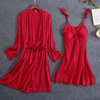 White Lace Bride Bridesmaid Wedding Robe Set Women Summer Sleepwear Kimono Bathrobe Gown Loose Casual Sleep Suit Sexy Home Dress - Matrix-studios.com
