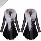 Faux Fur Coat Women Winter Female Sheepskin Coats Pure Color Faux Fox Fur Collars Snap Fastener Furs - Matrix Studios