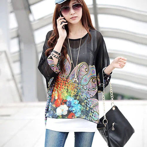 Women Blouses Plus Size Clothing Summer 2021 Novelty Bohemian Shirts Blusas Femininas Bohemian Style Women's Chiffon Tops Tees - Matrix-studios.com