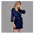 Summer Champagne Chinese Bride Wedding Robe Satin Sleepwear Women Nightgown Sexy Nightdress Lady Kimono Bathrobe Gown Negligee - Matrix-studios.com