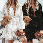 Hot Sale Women Sexy V-neck Lace Beach Bikini Cover Up Female Boho Casual Party Holiday Beach Dress Sundress Cover Up Outfits - Matrix Studios